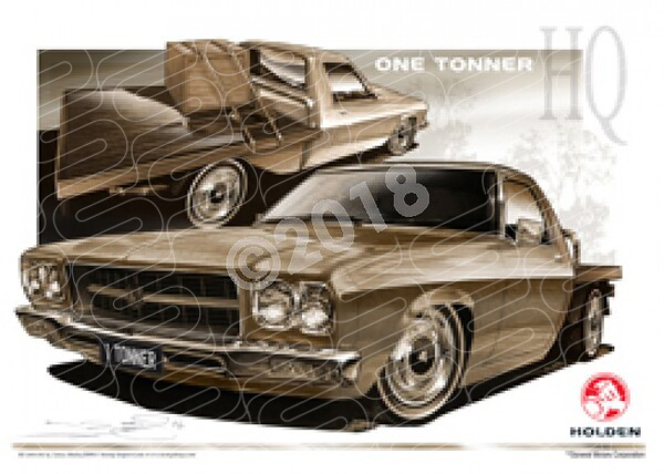 HOLDEN HQ ONE TONNER SPEPIA TONE A1 FRAMED PRINT (HL26)
