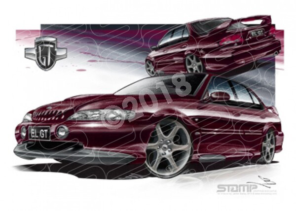 GT EL GT EL GT SPARKLING BURGUNDY A1 FRAMED PRINT (FT130)