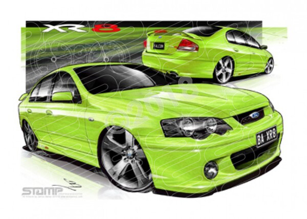 XR8 BA XR8 BA XR8 FALCON SEDAN ZEST A1 FRAMED PRINT (FT135)