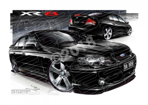 XR8 BA XR8 BA XR8 FALCON SEDAN SILHOUETTE BLACK A1 FRAMED PRINT (FT139)