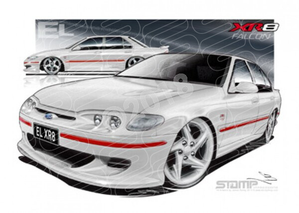 XR8 EL XR8 EL XR8 FALCON SEDAN WHITE A1 FRAMED PRINT (FT127)