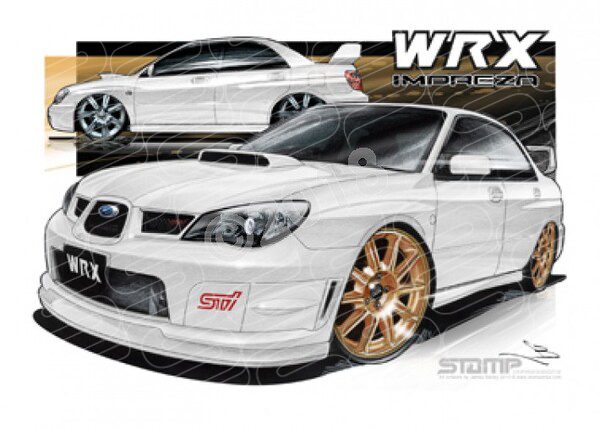 Imports Subaru WRX 2007 STI IMPREZA WHITE A1 FRAMED PRINT (S026)