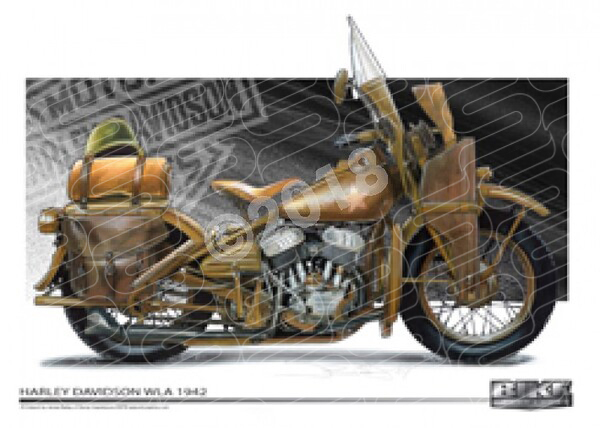 Bikes HARLEY DAVIDSON WLA 1942 A1 FRAMED PRINT (T001)