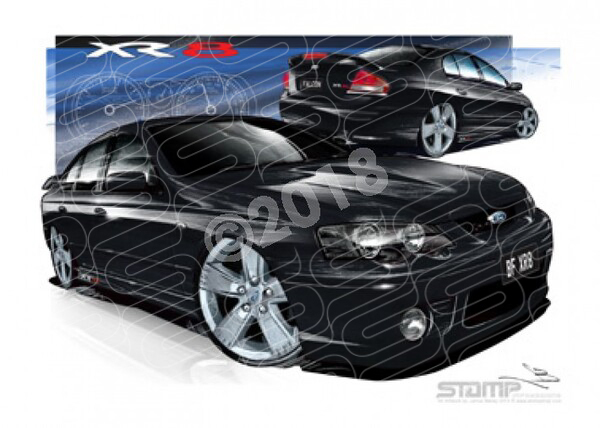 XR8 BF XR8 BF XR8 FALCON SEDAN SILHOUETTE A1 FRAMED PRINT (FT172)