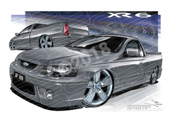 FORD BF XR6 FALCON UTE MERCURY GREY A1 FRAMED PRINT (FT175)