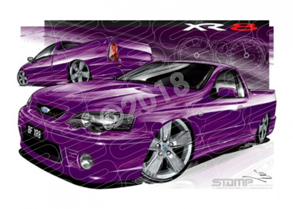 Ute BF XR8 UTE BF XR8 FALCON UTE MENACE PURPLE A1 FRAMED PRINT (FT179)