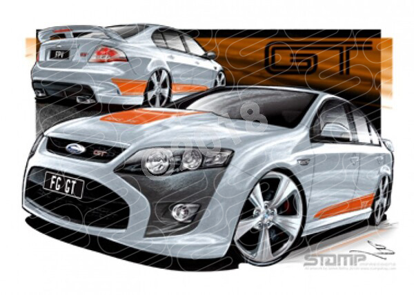 FPV FG GT FG GT LIGHTNING STRIKE ORANGE STRIPES A1 FRAMED PRINT (FV054)