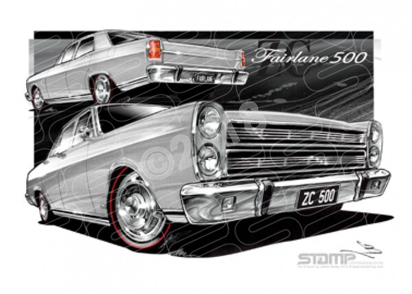 FAIRLANE 500 1969 ZC FORD 500 FAIRLANE SILVERFOX A1 FRAMED PRINT (FT200)