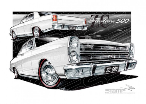 FAIRLANE 500 1969 ZC FORD 500 FAIRLANE ULTRA WHITE A1 FRAMED PRINT (FT200B)