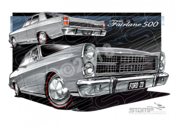 FAIRLANE 500 1971 ZD FORD 500 FAIRLANE SILVERFOX A2 FRAMED PRINT (FT201C)