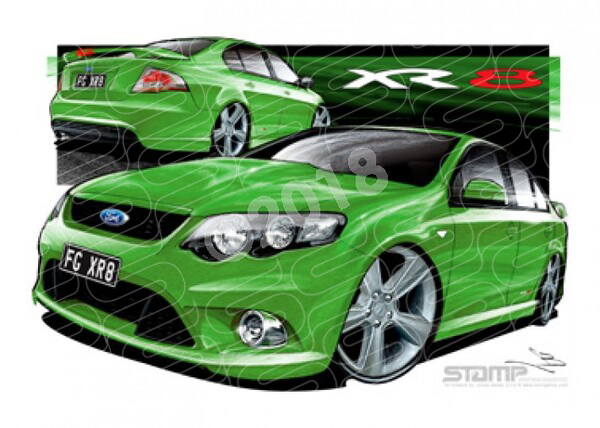 XR8 FG XR8 FG XR8 FALCON SEDAN DASH GREEN A2 FRAMED PRINT (FT185)