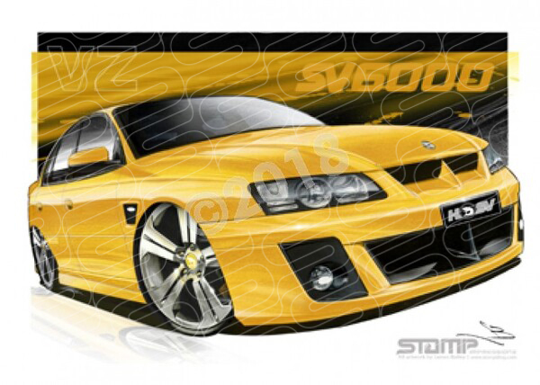 HSV Limited edition cars VZ SV6000 DEVIL YELLOW A2 FRAMED PRINT (V151)