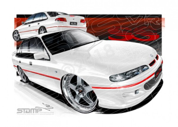 HOLDEN VR SS COMMODORE WHITE A2 FRAMED PRINT (HC07B)