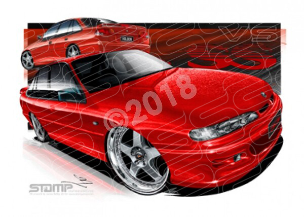 HOLDEN VS SS COMMODORE RED A2 FRAMED PRINT (HC196C)