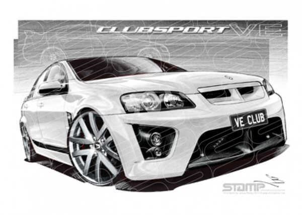 HSV VE CLUBSPORT HERON WHITE A2 FRAMED PRINT (V130A)