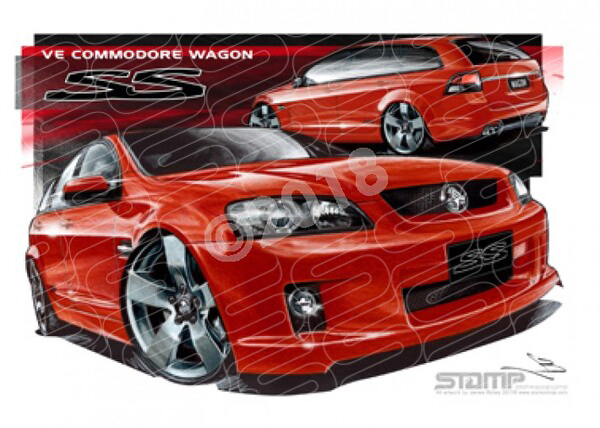 Commodore VE VE SS WAGON REDHOT A2 FRAMED PRINT (HC210C)