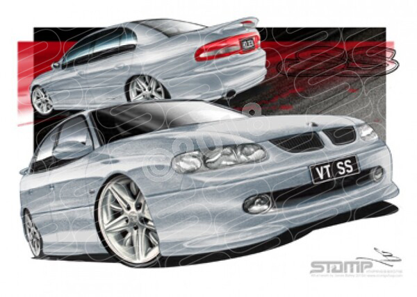 HOLDEN VT SS COMMODORE ORION SILVER A2 FRAMED PRINT (HC09F)