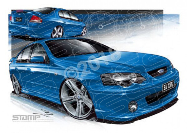 FORD BA XR6 BLUEPRINT A2 FRAMED PRINT (FT158BN)