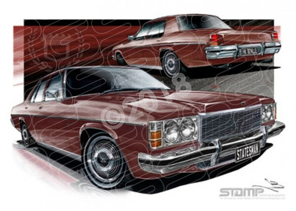 Statesman HX HX STATESMAN DEVILLE BORDEAUX A2 FRAMED PRINT (HC276)