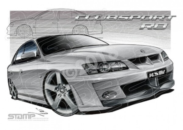 HSV VY CLUBSPORT R8 QUICK SILVER A2 FRAMED PRINT (V078)