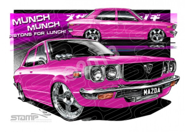 Imports Mazda RX3 PINK A2 FRAMED PRINT (S012E)
