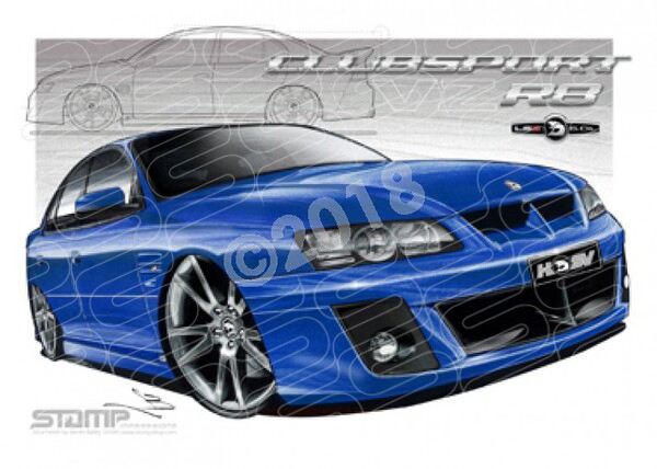 HSV VZ CLUBSPORT R8 BARBADOS BLUE A2 FRAMED PRINT (V090)