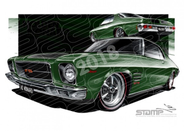 Monaro HQ HQ MONARO BLACKWATCH GREEN A2 FRAMED PRINT (HC79H)