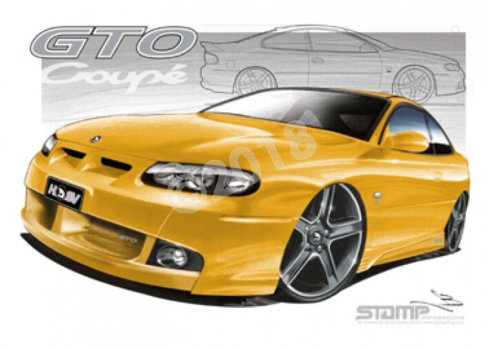 HSV Coupe GTO COUPE DEVIL YELLOW A2 FRAMED PRINT (V106)
