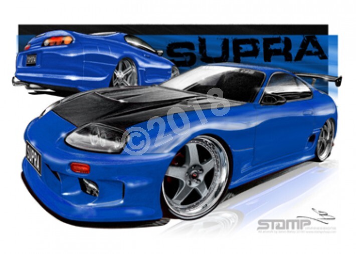 Imports Toyota SUPRA BLUE A2 FRAMED PRINT (S002E)