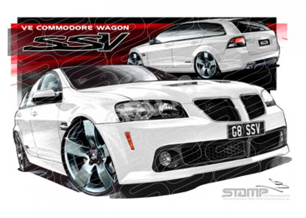 Commodore VE VE SSV G8 WAGON HERON WHITE A2 FRAMED PRINT (HC361)