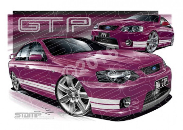 FPV BA GT BA GT-P MENACE WHITE STRIPES A2 FRAMED PRINT (FV010J)