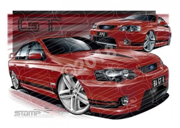 FPV BA GT MKII MANDARIN BLACK STRIPES A2 FRAMED PRINT