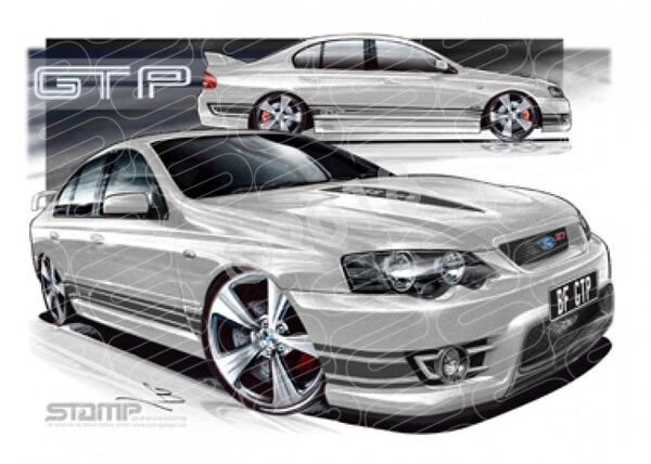 FPV BF GT BF GT-P LIGHTNING STRIKE BLACK STRIPES A2 FRAMED PRINT (FV031E)