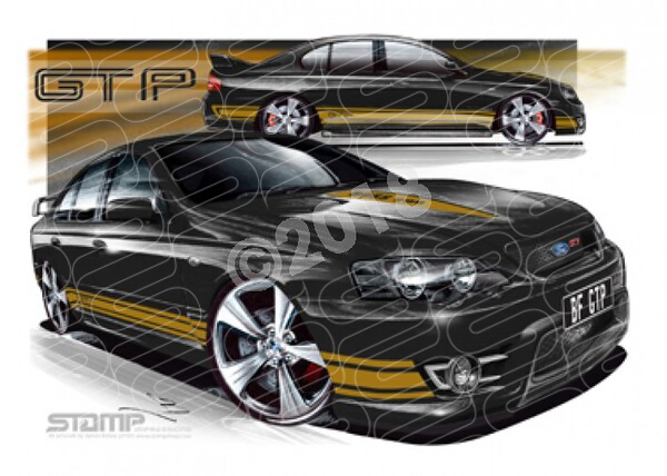 FPV BF GT BF GT-P SILHOUETTE GOLD STRIPES A2 FRAMED PRINT (FV031L)