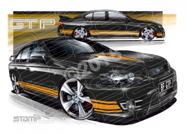 FPV BF GT BF GT-P SILHOUETTE ORANGE STRIPES A2 FRAMED PRINT (FV031M)