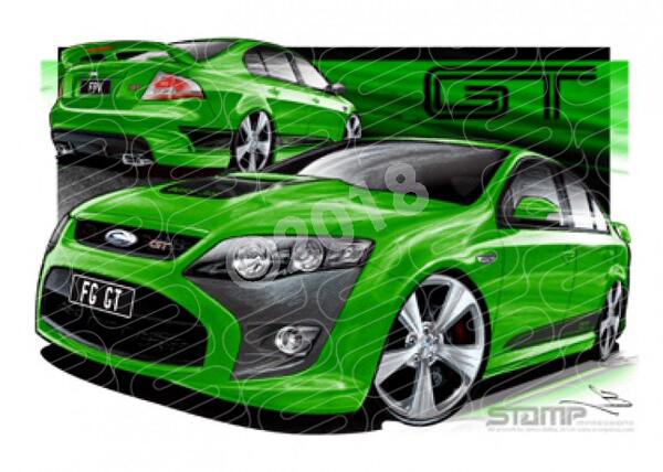 FPV FG GT FG GT DASH GREEN BLACK STRIPES A2 FRAMED PRINT (FV079)