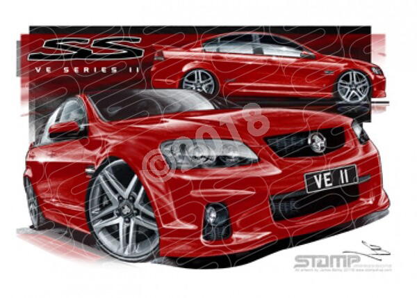 HOLDEN VE II SS COMMODORE SIZZLE RED A2 FRAMED PRINT (HC421)