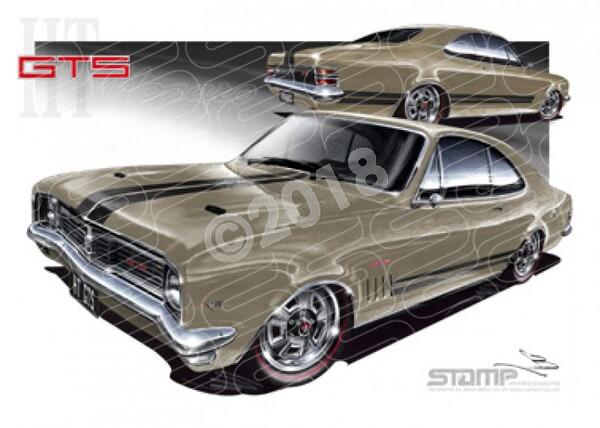 HOLDEN HT GTS MONARO PLATINUM METALLIC A2 FRAMED PRINT (HC66)