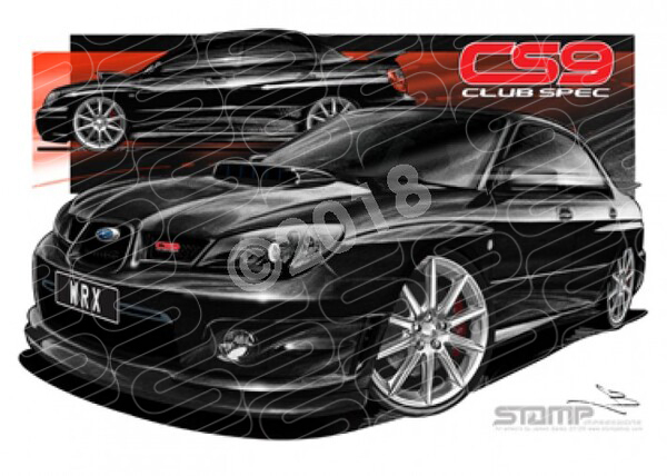 Imports Subaru WRX CS9 CLUB SPEC IMPREZA BLACK A2 FRAMED PRINT (S081)