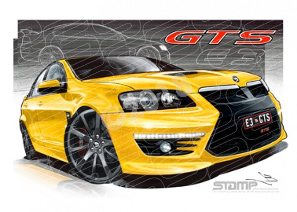 HSV Gts E3 E3 GTS SV HAZZARD YELLOW A2 FRAMED PRINT (V252G)