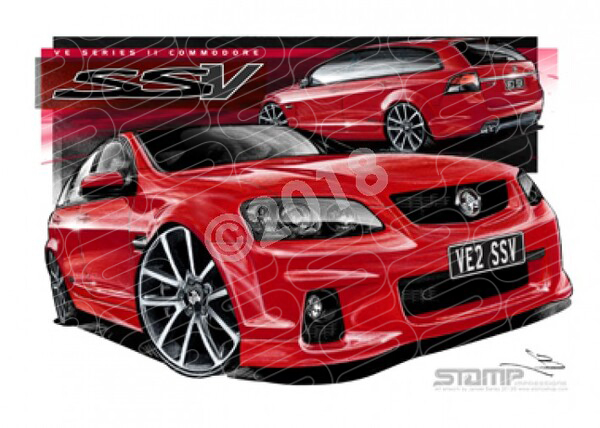 HOLDEN VE II SSV COMMODORE WAGON SIZZLE RED A2 FRAMED PRINT (HC606)