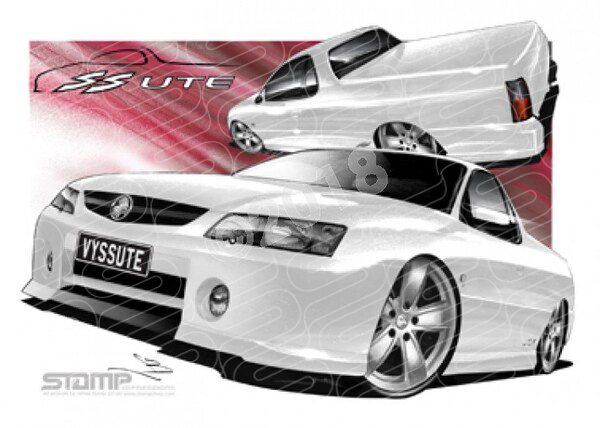 HOLDEN VY SS UTE HERON WHITE A2 FRAMED PRINT (HC30)