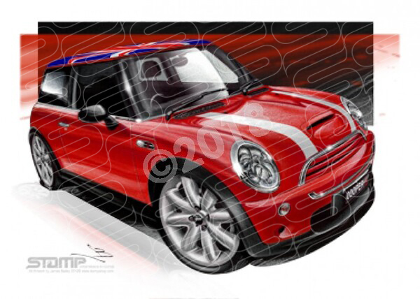 Imports Mini MINI COOPER S RED A2 FRAMED PRINT (S100)