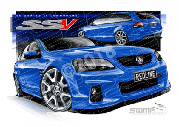 HOLDEN VE II SSV REDLINE COMMODORE WAGON VOODOO BLUE A2 FRAMED PRINT (HC484)