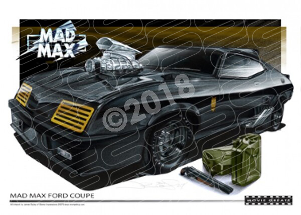 MAD MAX FORD COUPE A2 FRAMED PRINT (M001)