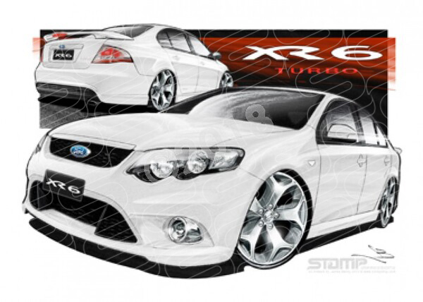 XR6 FG XR6 FG FALCON XR6 TURBO WINTER WHITE A2 FRAMED PRINT (FT191B)