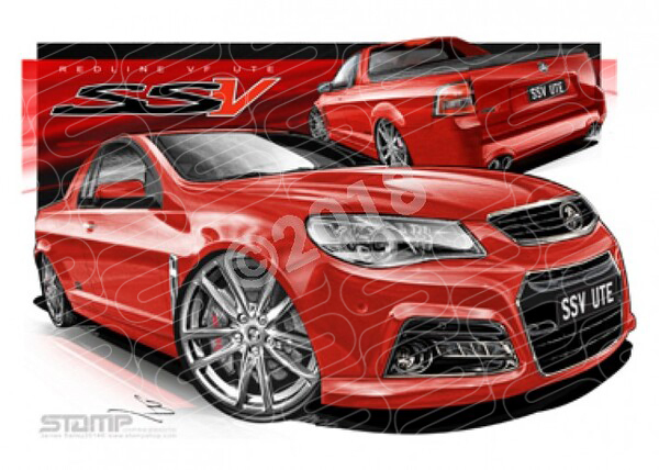 HOLDEN VF SSV REDLINE UTE RED HOT CHROME WHEELS A2 FRAMED PRINT (HC720)