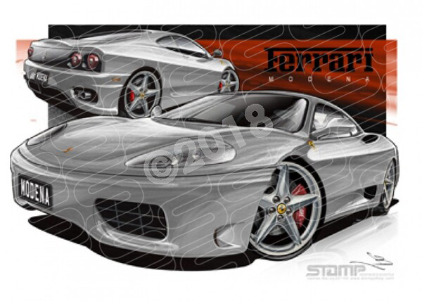 Euro Super Car FERRARI 458 ITALIA SILVER A2 FRAMED PRINT (UR028)