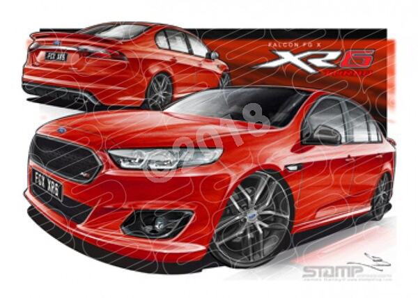 XR6 FG X XR6 XR6 TURBO EMPEROR RED A2 FRAMED PRINT (FT362)