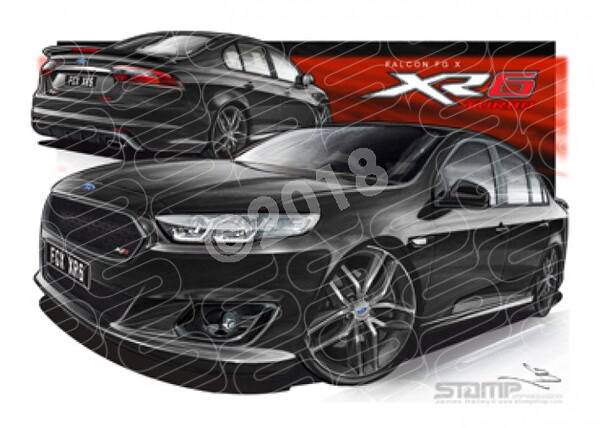 XR6 FG X XR6 XR6 TURBO SILHOUETTE BLACK A2 FRAMED PRINT (FT367)